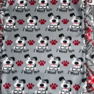 I Woof You Fleece Fringe Pet Blanket / Lap Blanket, 28"x23"